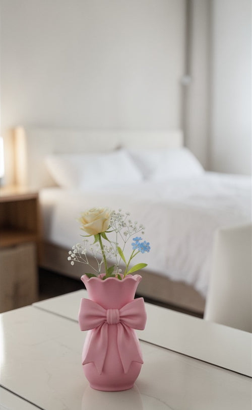 Kurdeleli Zarif Çiçek Vazosu